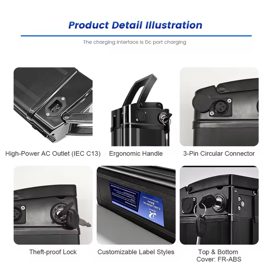 Customized 36V8/13Ah Silverfish Shell Electric Bicycle Lithium Battery
