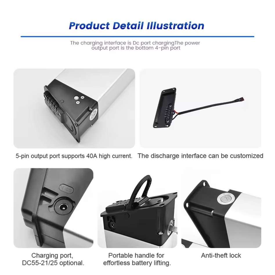 Customized 48V bottom tube built-in folding electric bicycle lithium battery