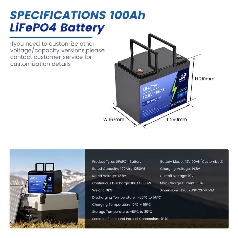 Custom 12.8V 100Ah, 200Ah, 300Ah LiFePO4 Battery — Lead-Acid Battery Replacement